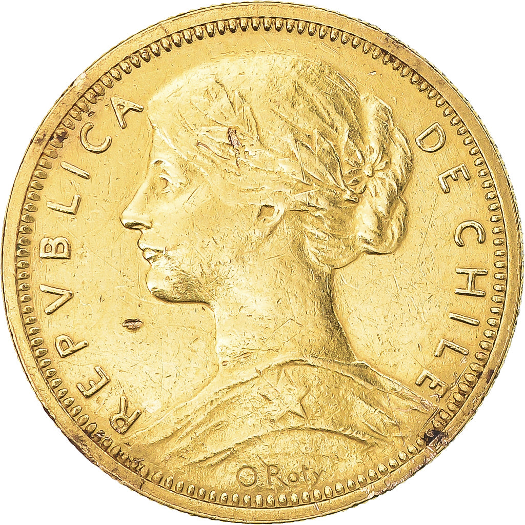 Coin, Chile, 10 Pesos, 1896, Santiago, EF(40-45), Gold, KM:157