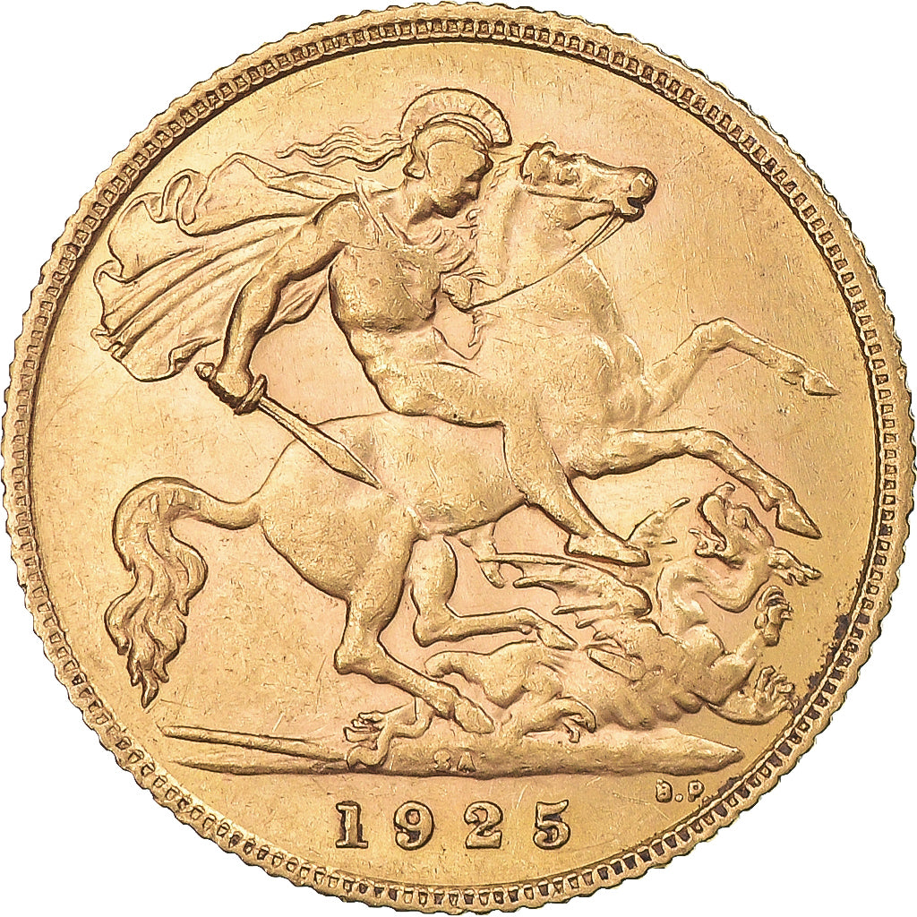 Coin, South Africa, George V, 1/2 Sovereign, 1925, Pretoria, MS(60-62), Gold