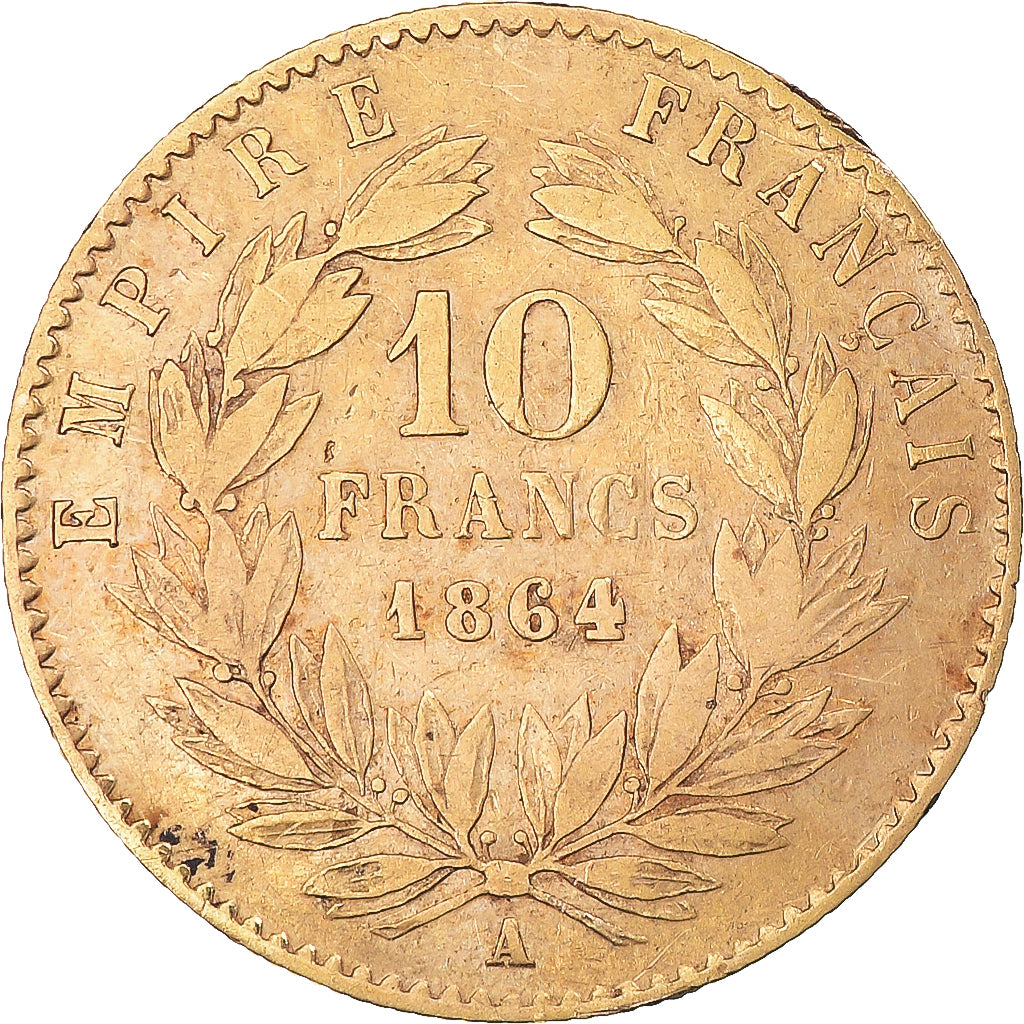 Coin, France, Napoleon III, 10 Francs, 1864, Paris, EF(40-45), Gold, KM:800.1