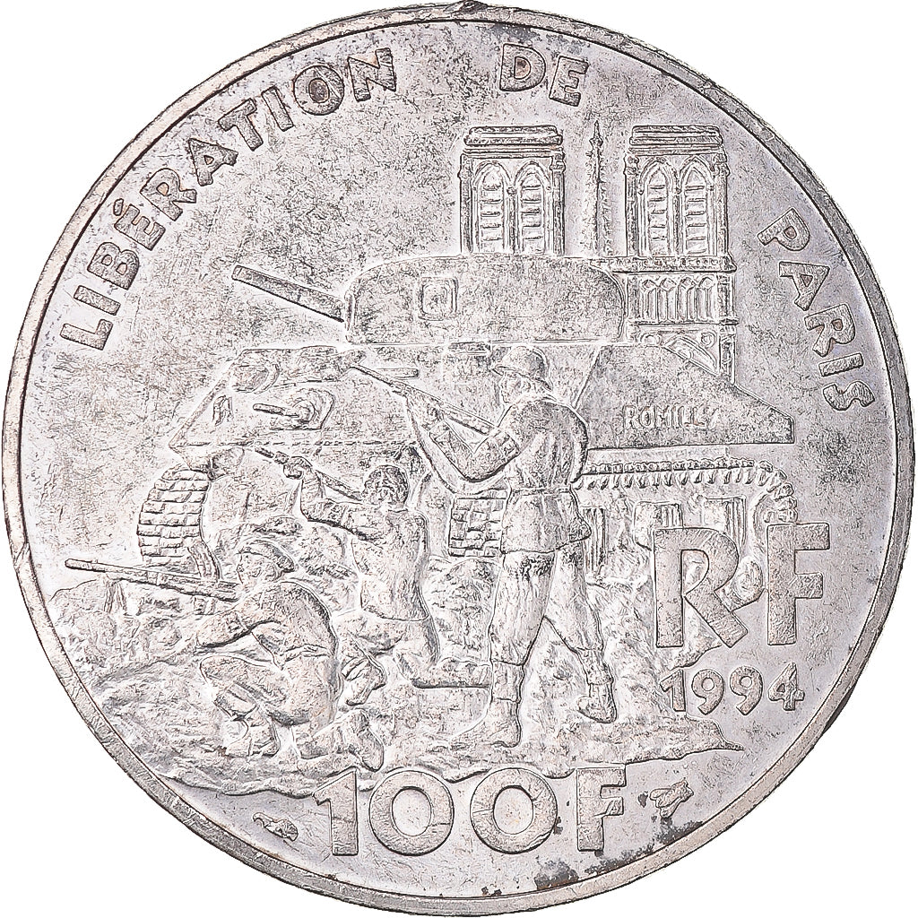 Münze, Frankreich, Libération de Paris, 100 Francs, 1994, SS+, Silber