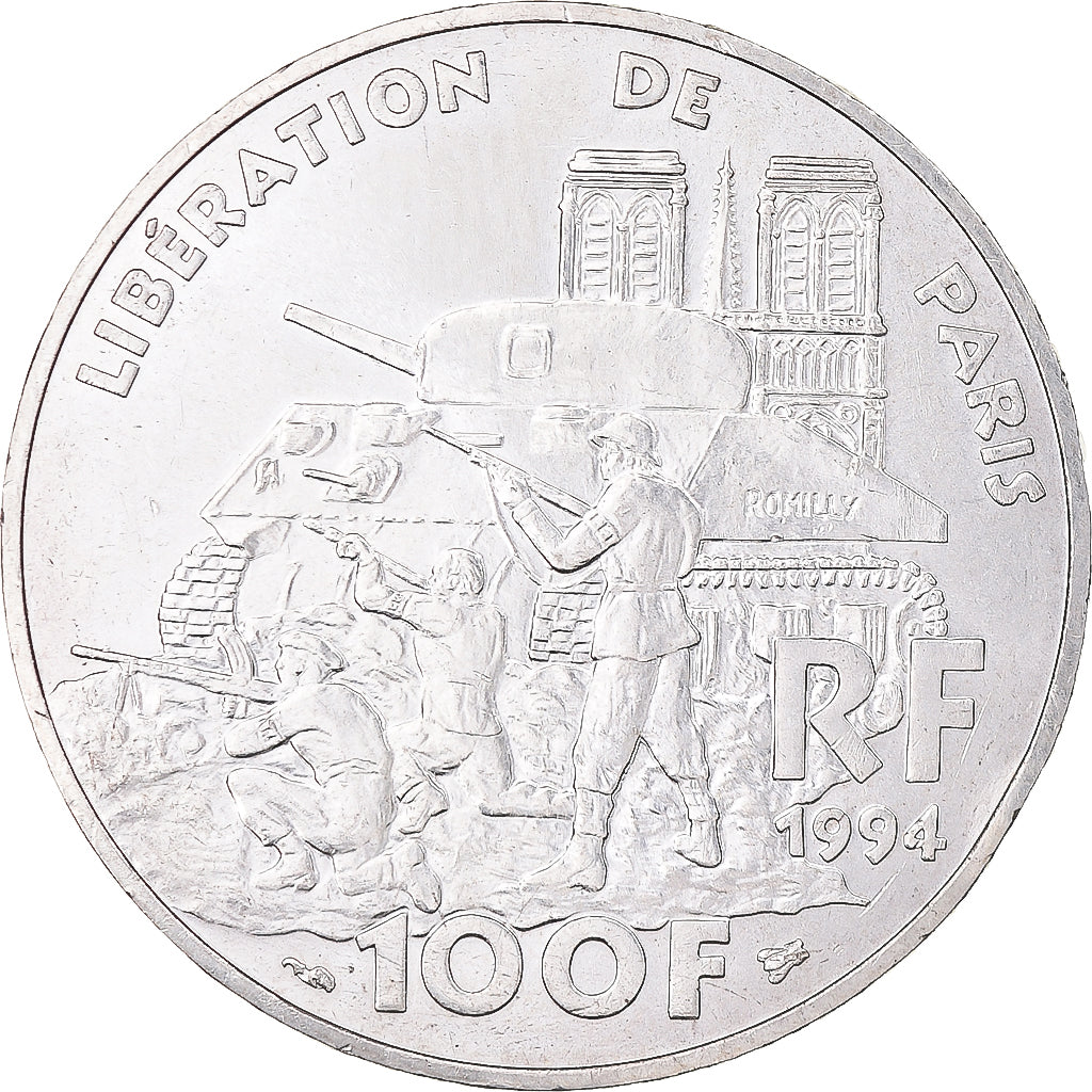 Moneta, Francia, Libération de Paris, 100 Francs, 1994, BB+, Argento