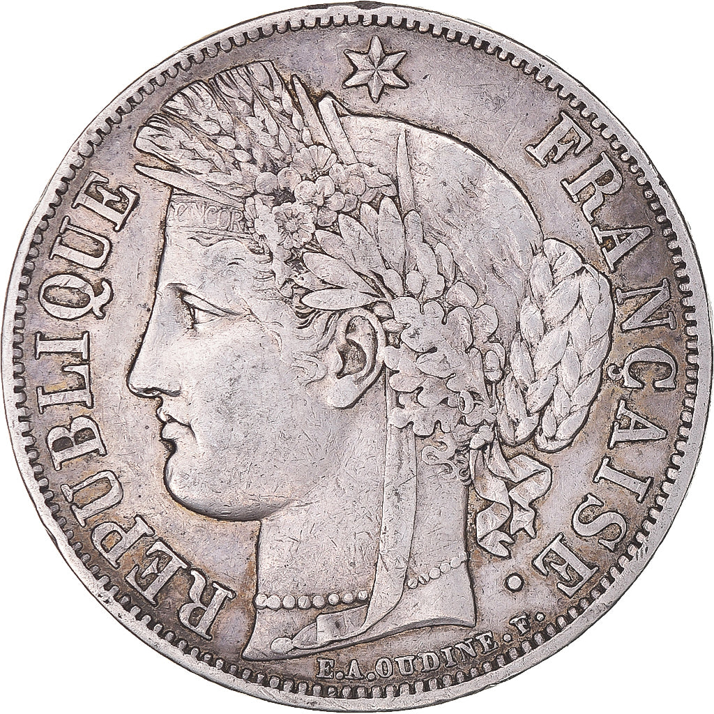 Moneta, Francia, Cérès, 5 Francs, 1850, Paris, MB+, Argento, KM:761.1