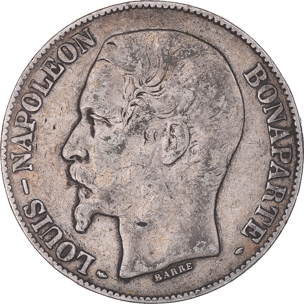 Moeda, França, Napoléon III, 5 Francs, 1852, Paris, F(12-15), Prata, KM:773.1