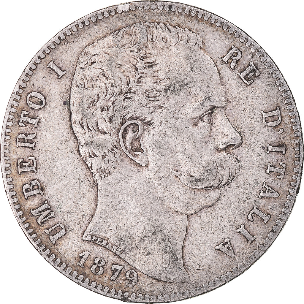 Coin, Italy, Umberto I, 5 Lire, 1879, Rome, VF(30-35), Silver, KM:20