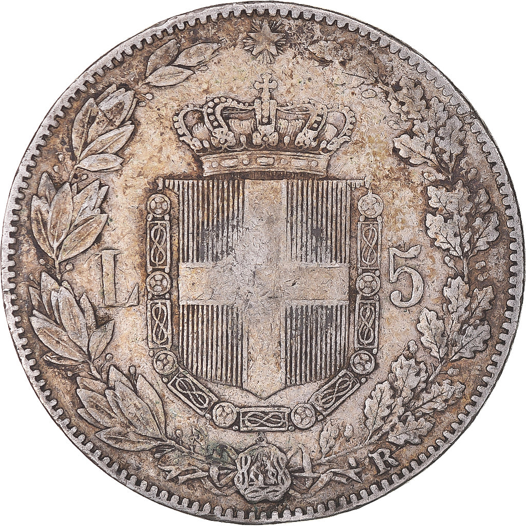 Coin, Italy, Umberto I, 5 Lire, 1879, Rome, VF(30-35), Silver, KM:20