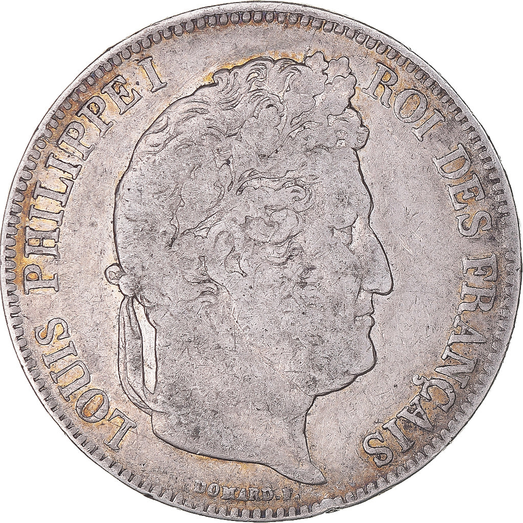 Moeda, França, Louis-Philippe, 5 Francs, 1835, Lyon, VF(20-25), Prata