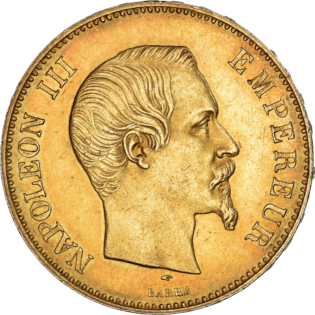 Moneta, Francia, Napoleon III, 100 Francs, 1857, Paris, BB, Oro, KM:786.1