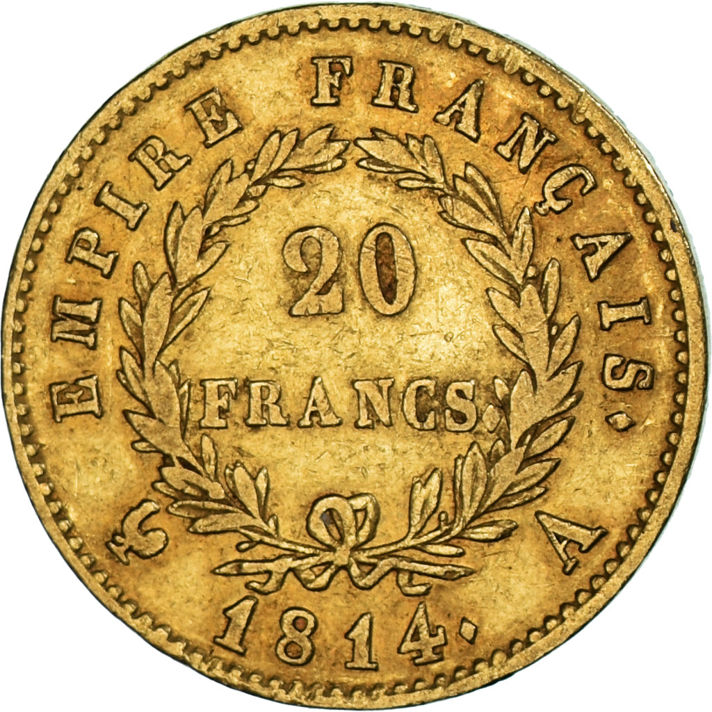 France, Napoléon I, 20 Francs, 1814, Paris, EF(40-45), Gold, KM:695.1