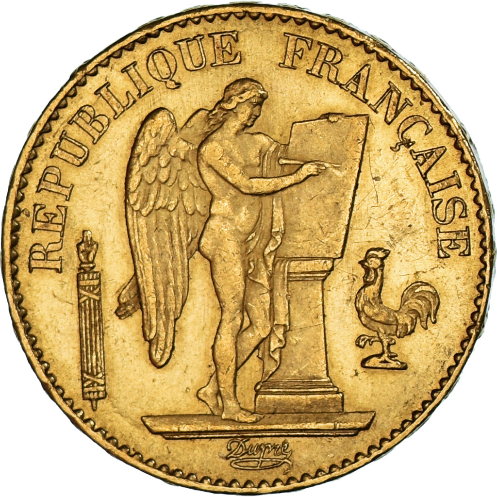 Moneda, Francia, Génie, 20 Francs, 1879, Paris, MBC+, Oro, KM:825, Gadoury:1063