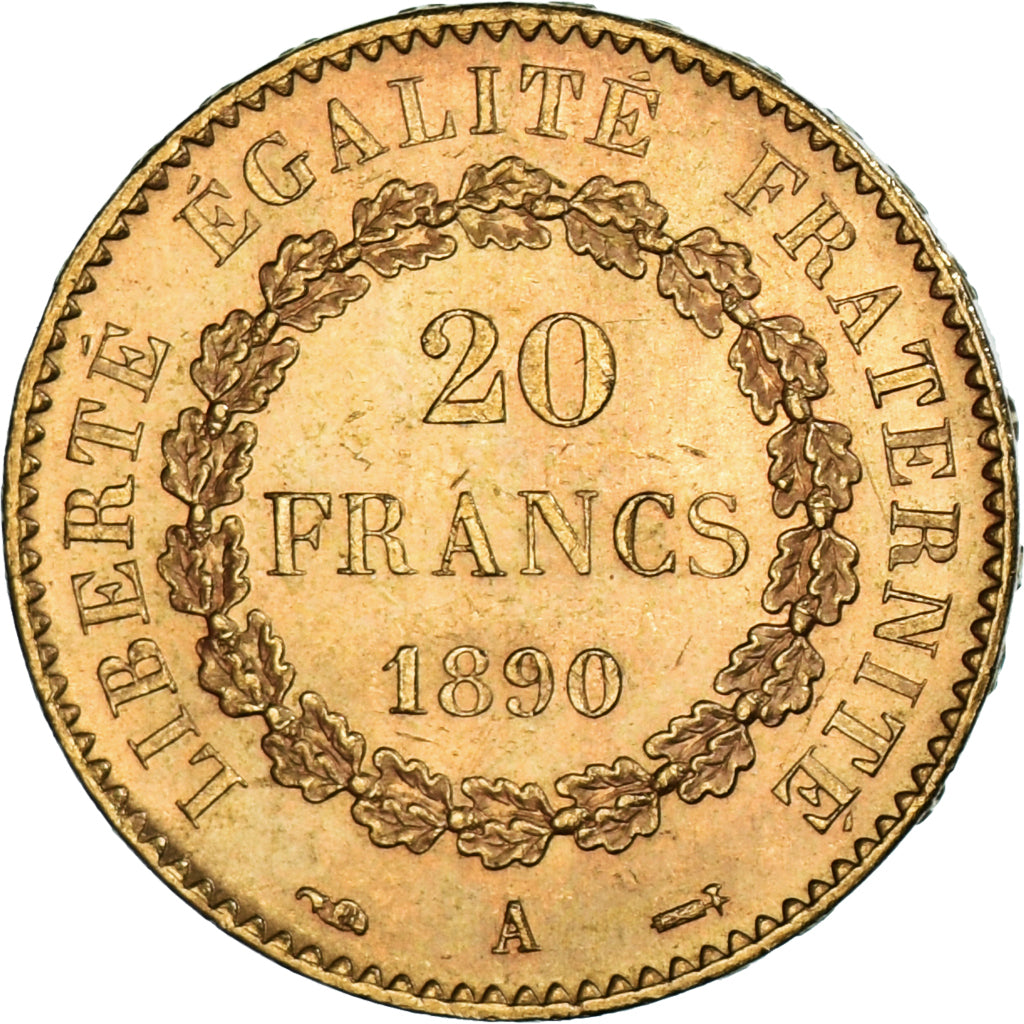 Coin, France, Génie, 20 Francs, 1890, Paris, MS(63), Gold, KM:825, Gadoury:1063