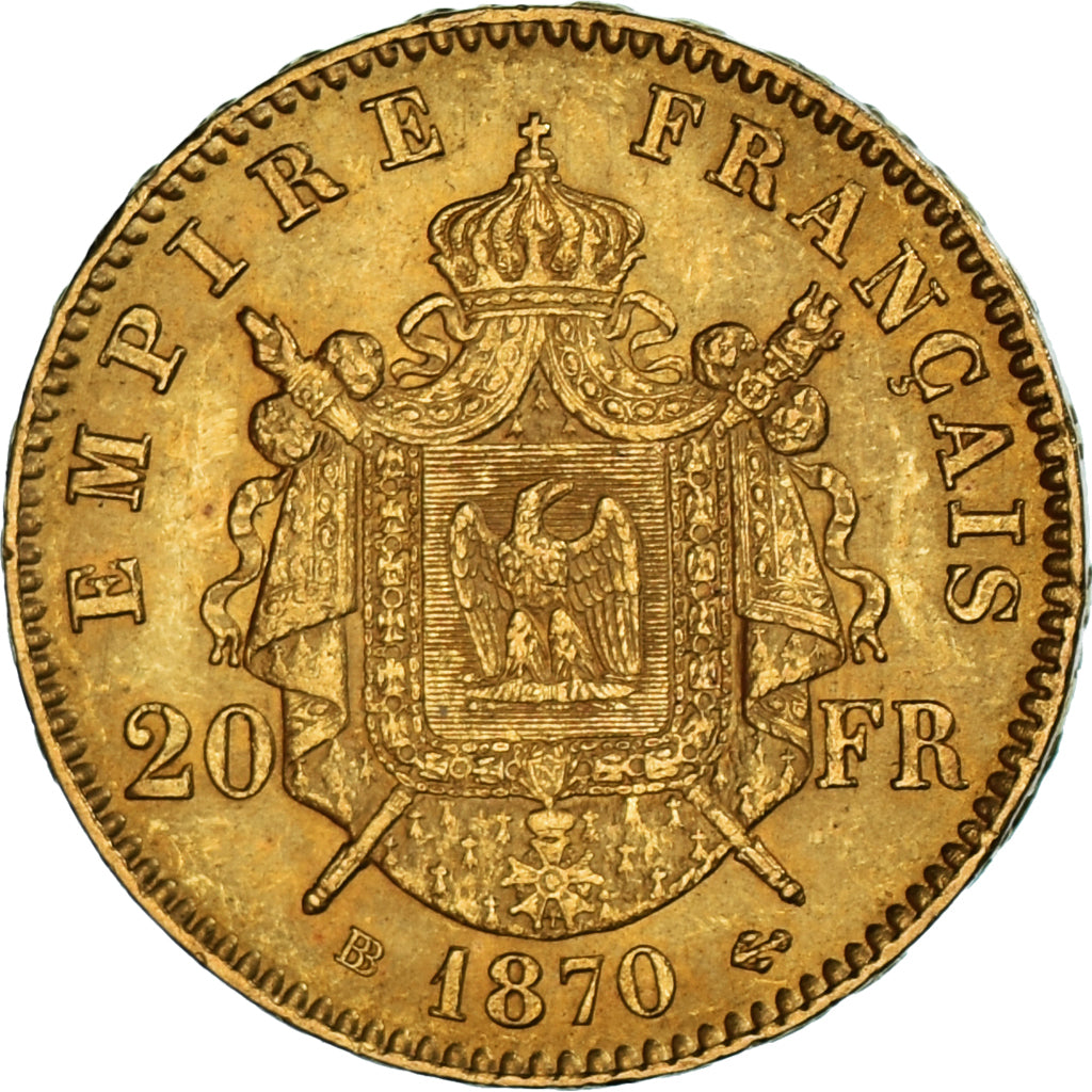 Monnaie, France, Napoléon III, 20 Francs, 1870, Strasbourg, SUP+, Or