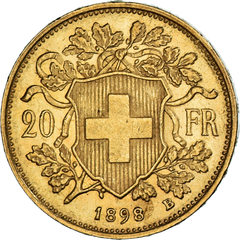 Moneda, Suiza, 20 Francs, 1898, Bern, MBC+, Oro, KM:35.1