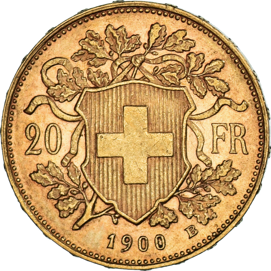 Coin, Switzerland, 20 Francs, 1900, Bern, MS(60-62), Gold, KM:35.1
