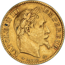 Moneda, Francia, Napoleon III, 10 Francs, 1868, Paris, BC+, Oro, KM:800.1
