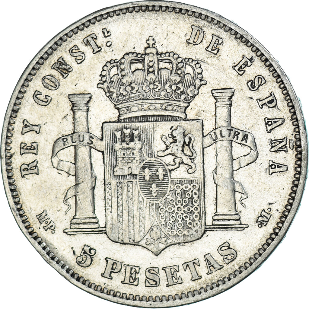 Münze, Spanien, Alfonso XIII, 5 Pesetas, 1888, Madrid, S+, Silber, KM:689