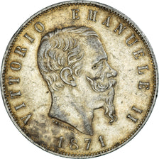 Coin, Italy, Vittorio Emanuele II, 5 Lire, 1871, Milan, EF(40-45), Silver