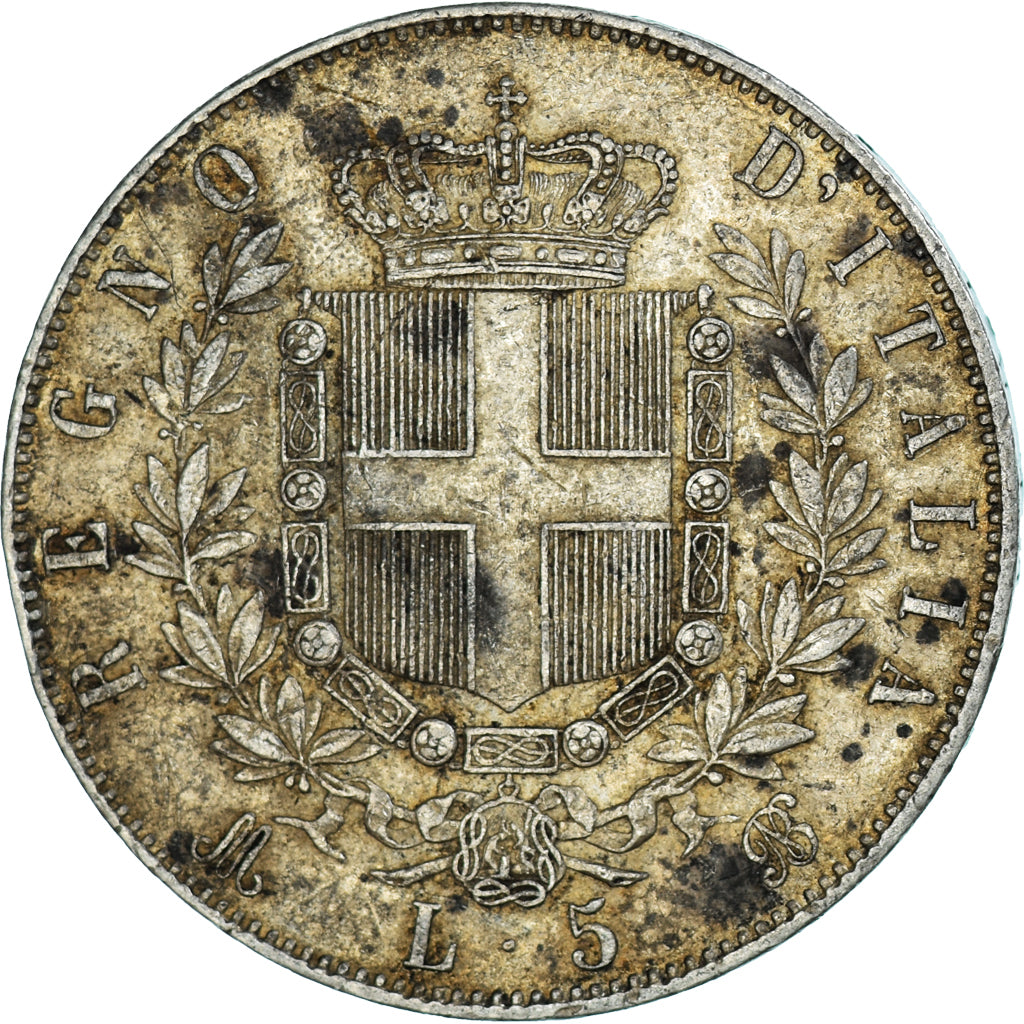 Coin, Italy, Vittorio Emanuele II, 5 Lire, 1871, Milan, EF(40-45), Silver