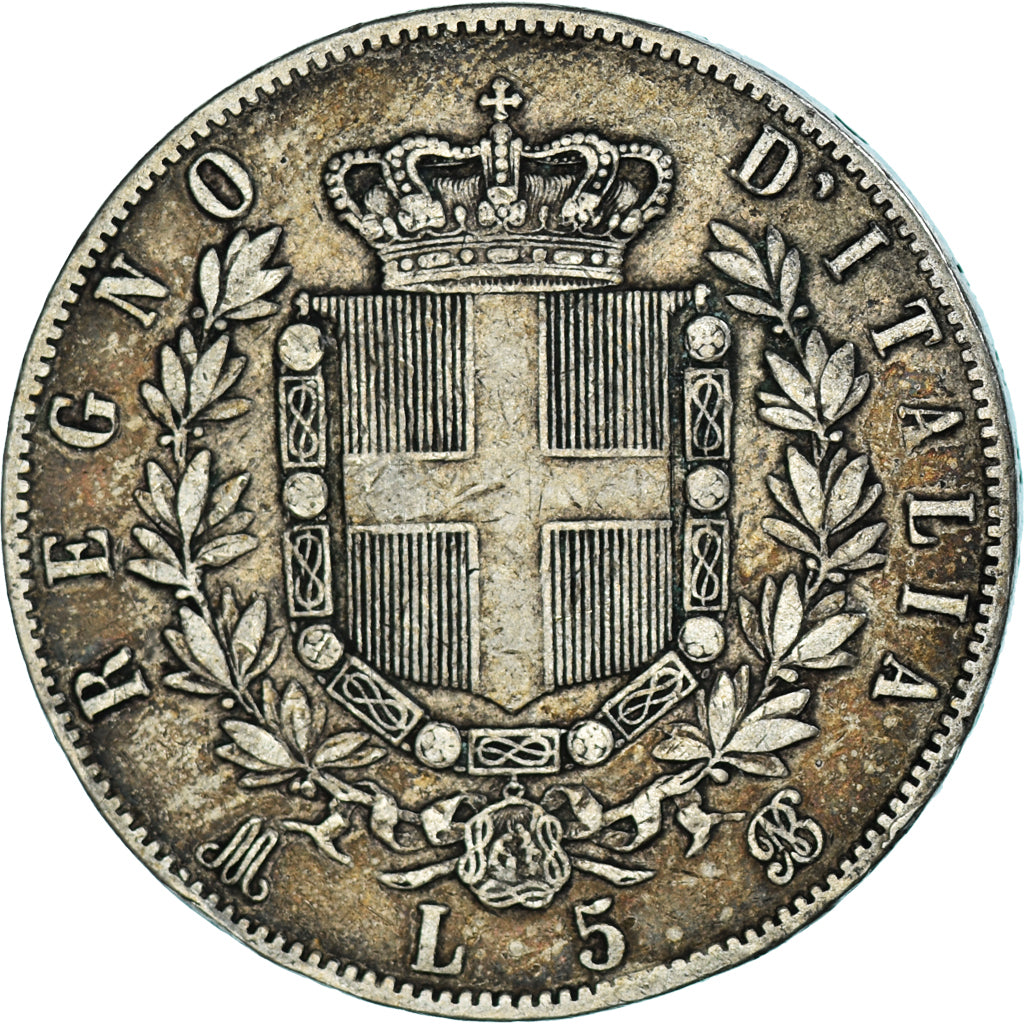 Moneta, Italia, Vittorio Emanuele II, 5 Lire, 1872, Milan, MB, Argento, KM:8.3