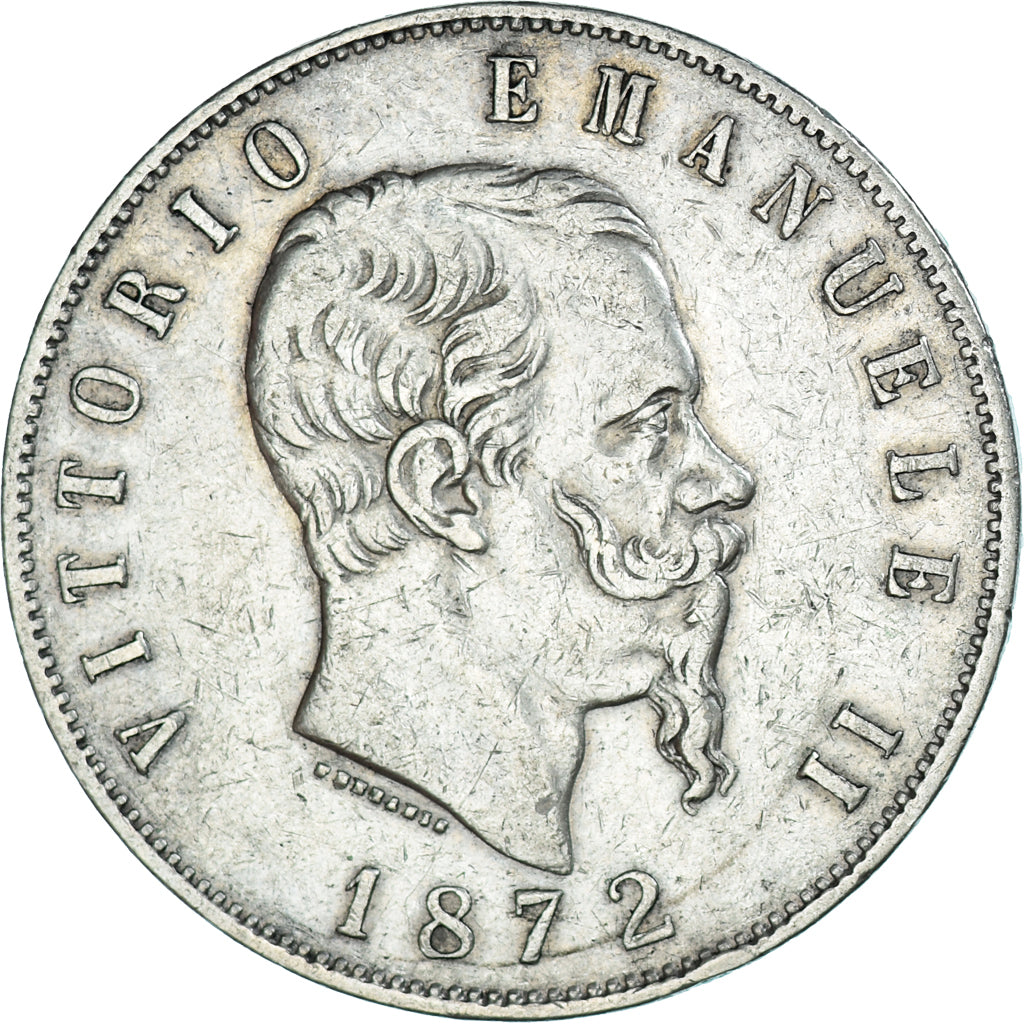 Monnaie, Italie, Vittorio Emanuele II, 5 Lire, 1872, Milan, TB+, Argent, KM:8.3