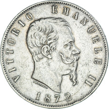 Monnaie, Italie, Vittorio Emanuele II, 5 Lire, 1872, Milan, TB+, Argent, KM:8.3