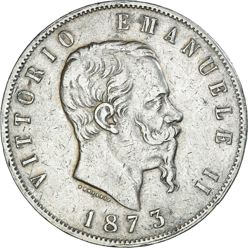 Coin, Italy, Vittorio Emanuele II, 5 Lire, 1873, Milan, VF(30-35), Silver