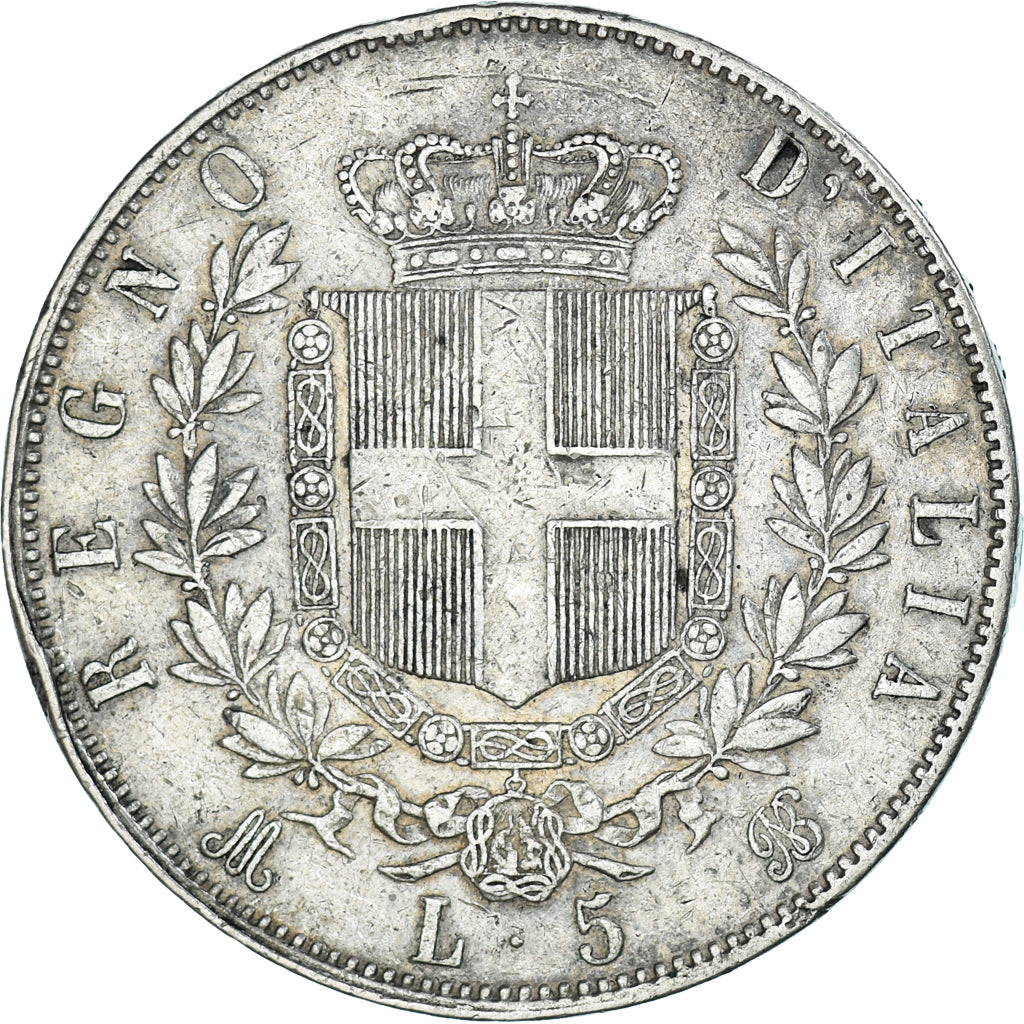 Coin, Italy, Vittorio Emanuele II, 5 Lire, 1873, Milan, VF(30-35), Silver