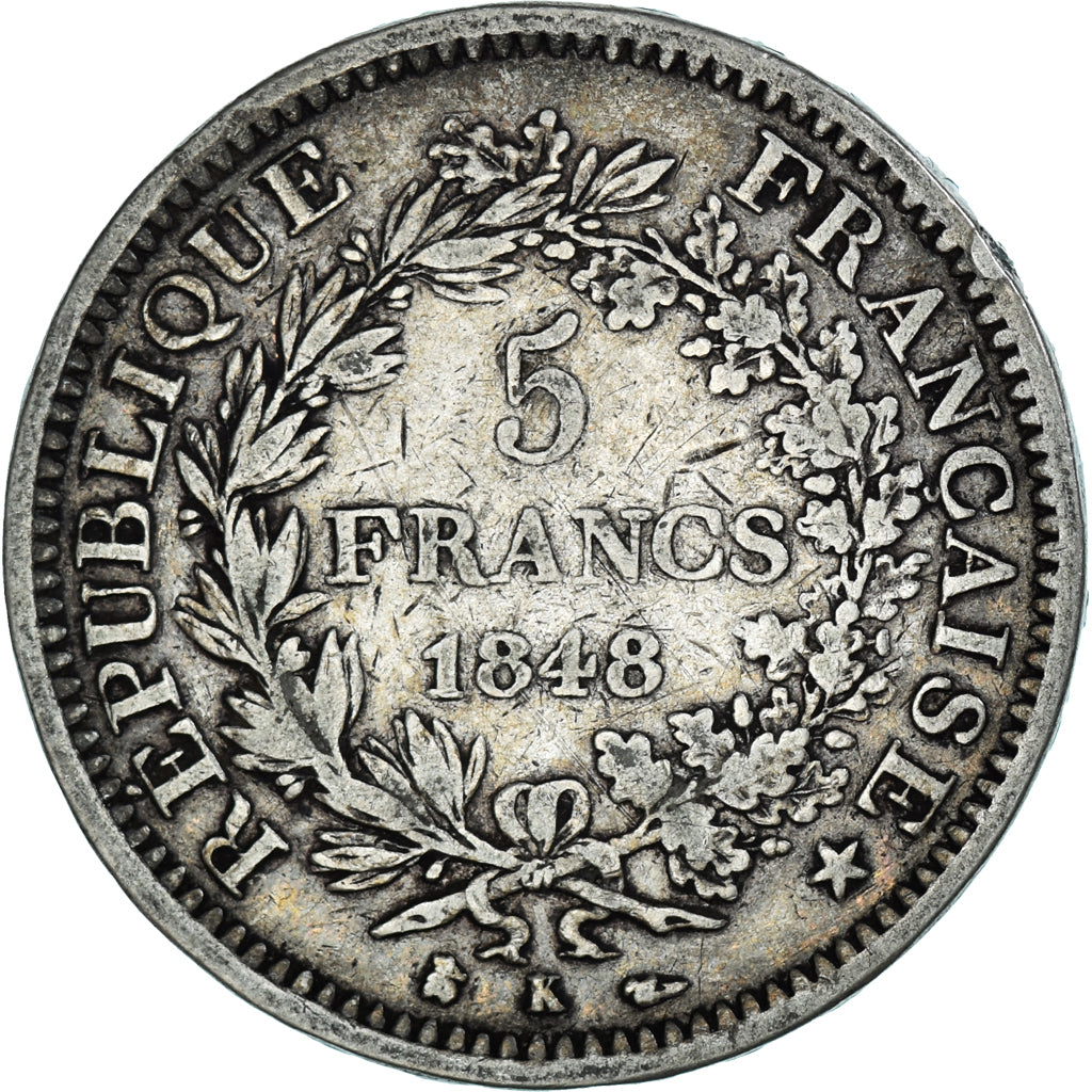 Coin, France, Hercule, 5 Francs, 1848, Bordeaux, VF(20-25), Silver, KM:756.4