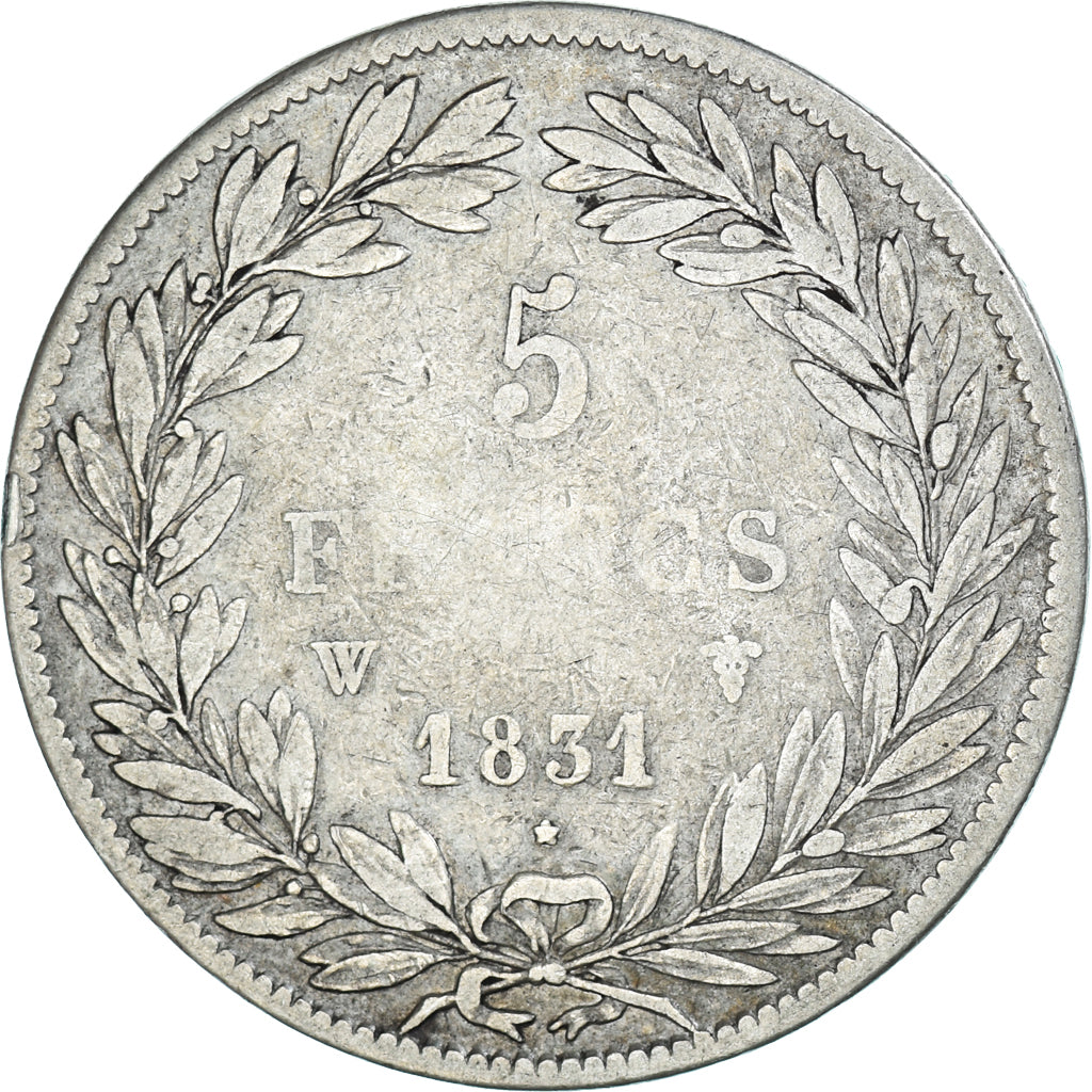 Monnaie, France, Louis-Philippe, 5 Francs, 1831, Lille, TB, Argent, Gadoury:676