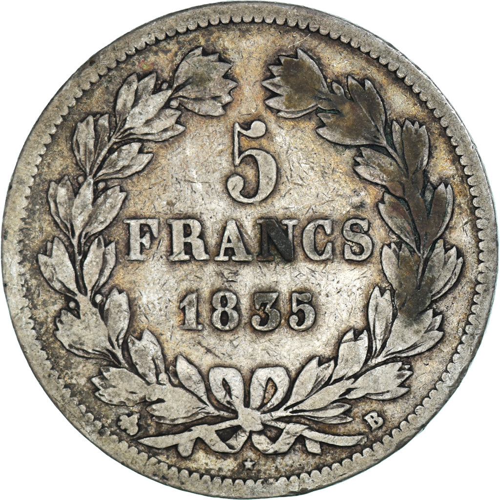 Coin, France, Louis-Philippe, 5 Francs, 1835, Rouen, VF(20-25), Silver