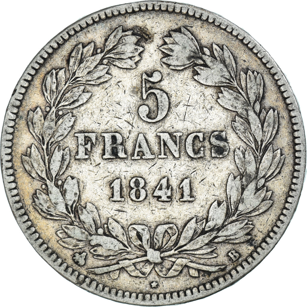 Coin, France, Louis-Philippe, 5 Francs, 1841, Rouen, VF(30-35), Silver