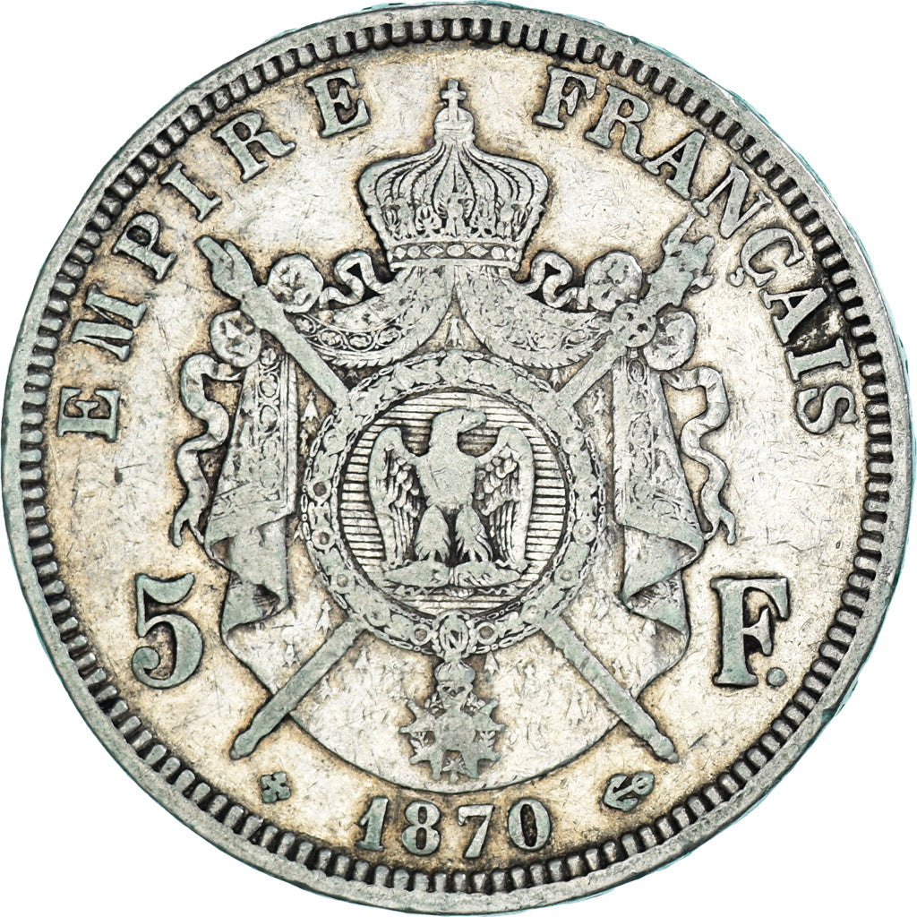 Coin, France, Napoléon III, 5 Francs, 1870, Strasbourg, VF(20-25), Silver