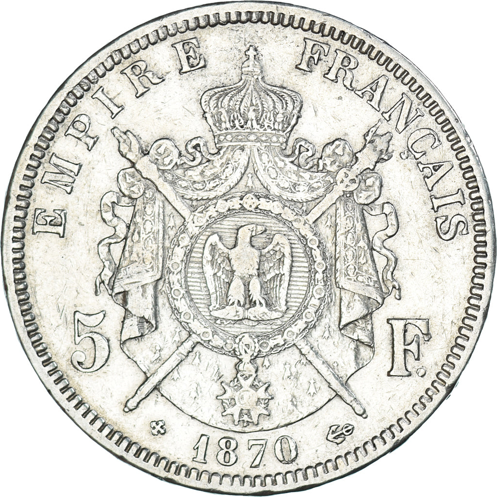 Coin, France, Napoléon III, 5 Francs, 1870, Strasbourg, EF(40-45), Silver