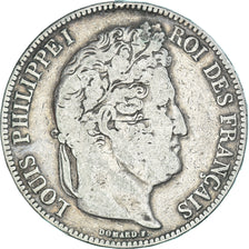 Moneta, Francia, Louis-Philippe, 5 Francs, 1832, Paris, MB, Argento, KM:749.1