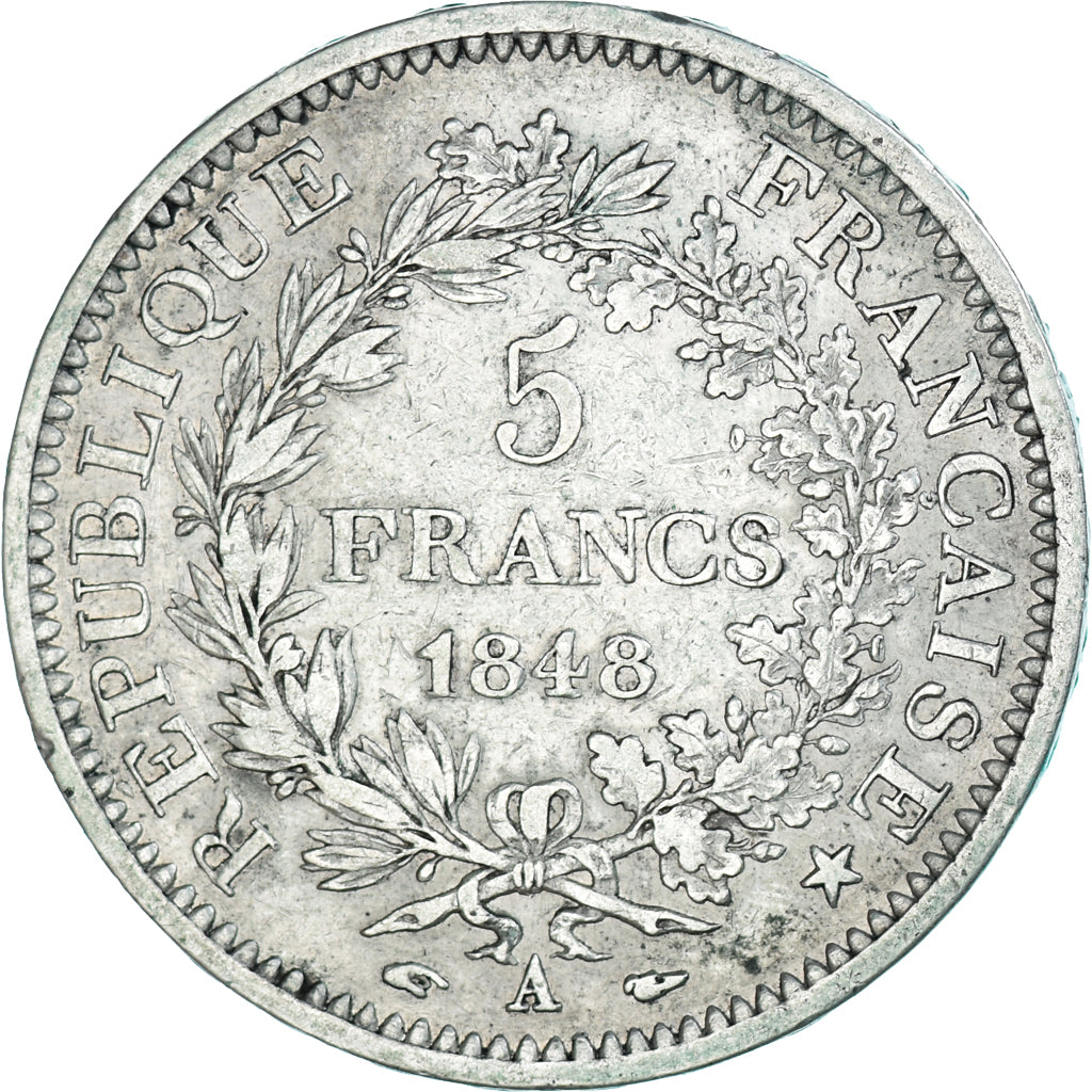 Munten, Frankrijk, Hercule, 5 Francs, 1848, Paris, FR+, Zilver, KM:756.1