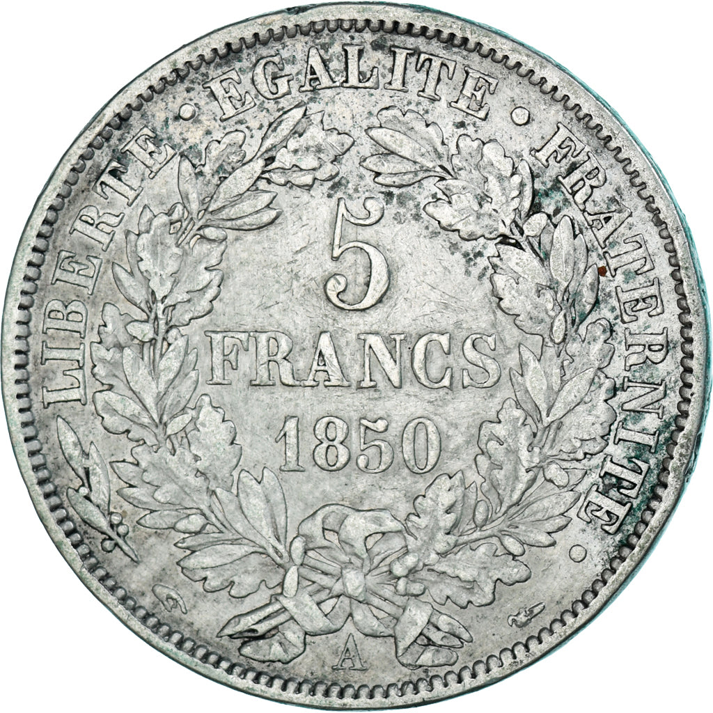 Moeda, França, Cérès, 5 Francs, 1850, Paris, VF(30-35), Prata, KM:761.1