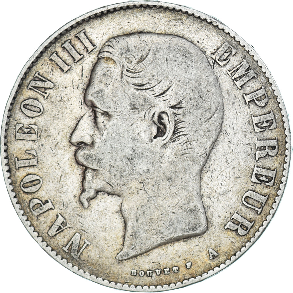 Moneda, Francia, Napoleon III, 5 Francs, 1856, Paris, BC+, Plata, KM:782.1