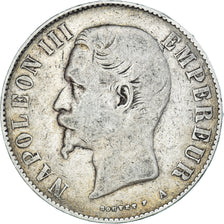 Moneda, Francia, Napoleon III, 5 Francs, 1856, Paris, BC+, Plata, KM:782.1