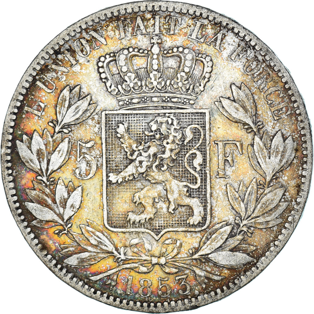 Coin, Belgium, Leopold I, 5 Francs, 5 Frank, 1853, EF(40-45), Silver, KM:17