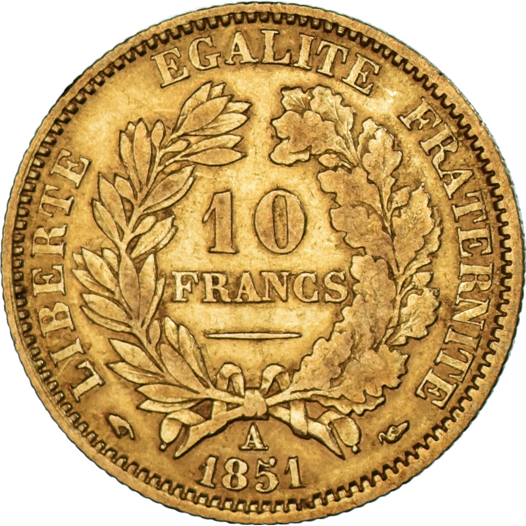 Coin, France, Cérès, 10 Francs, 1851, Paris, VF(30-35), Gold, KM:770