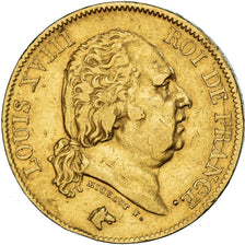 Coin, France, Louis XVIII, 40 Francs, 1817, Paris, VF(30-35), Gold, KM:713.1