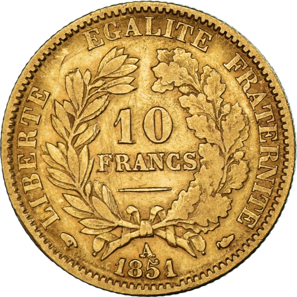 Munten, Frankrijk, Cérès, 10 Francs, 1851, Paris, FR+, Goud, KM:770
