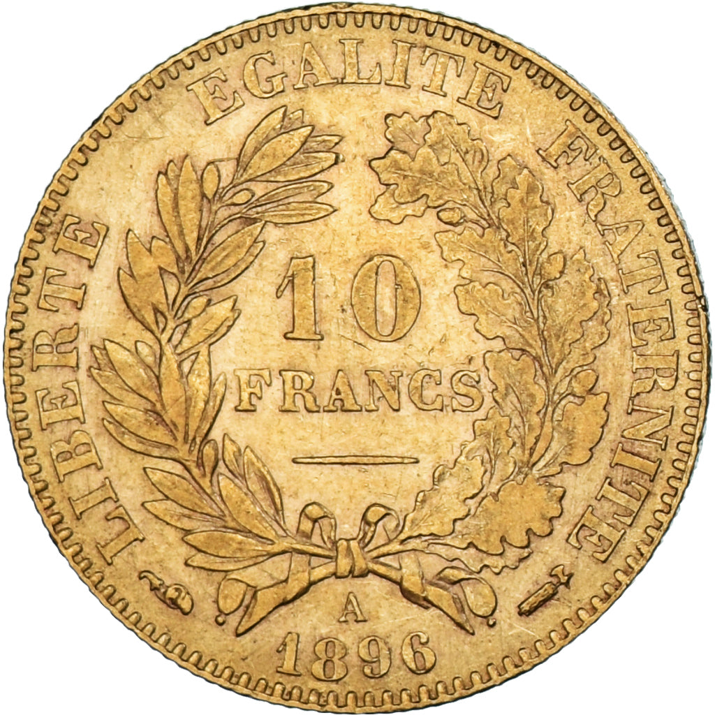 Coin, France, Cérès, 10 Francs, 1896, Paris, AU(55-58), Gold, KM:830