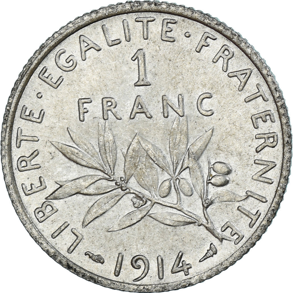 Coin, France, Semeuse, Franc, 1914, Paris, MS(63), Silver, KM:844.1, Gadoury:467