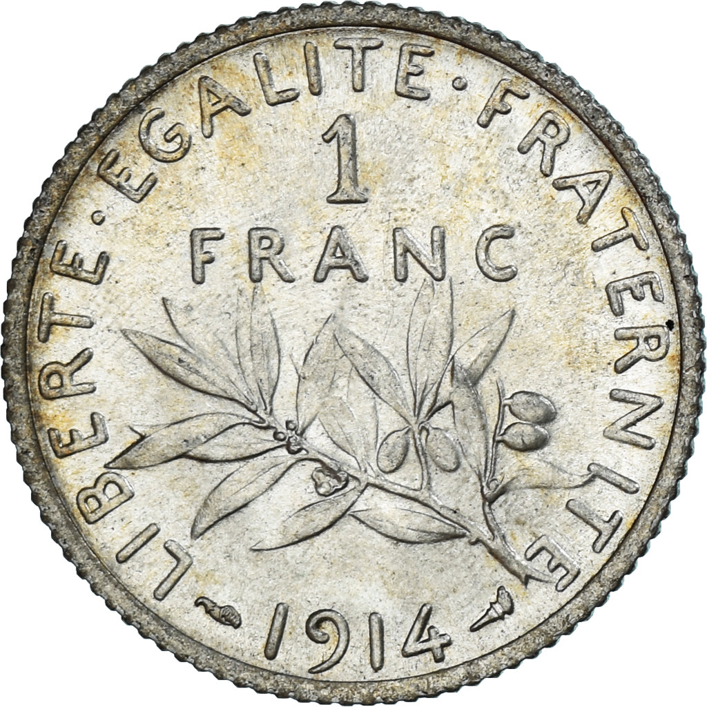 Coin, France, Semeuse, Franc, 1914, Paris, MS(63), Silver, KM:844.1, Gadoury:467