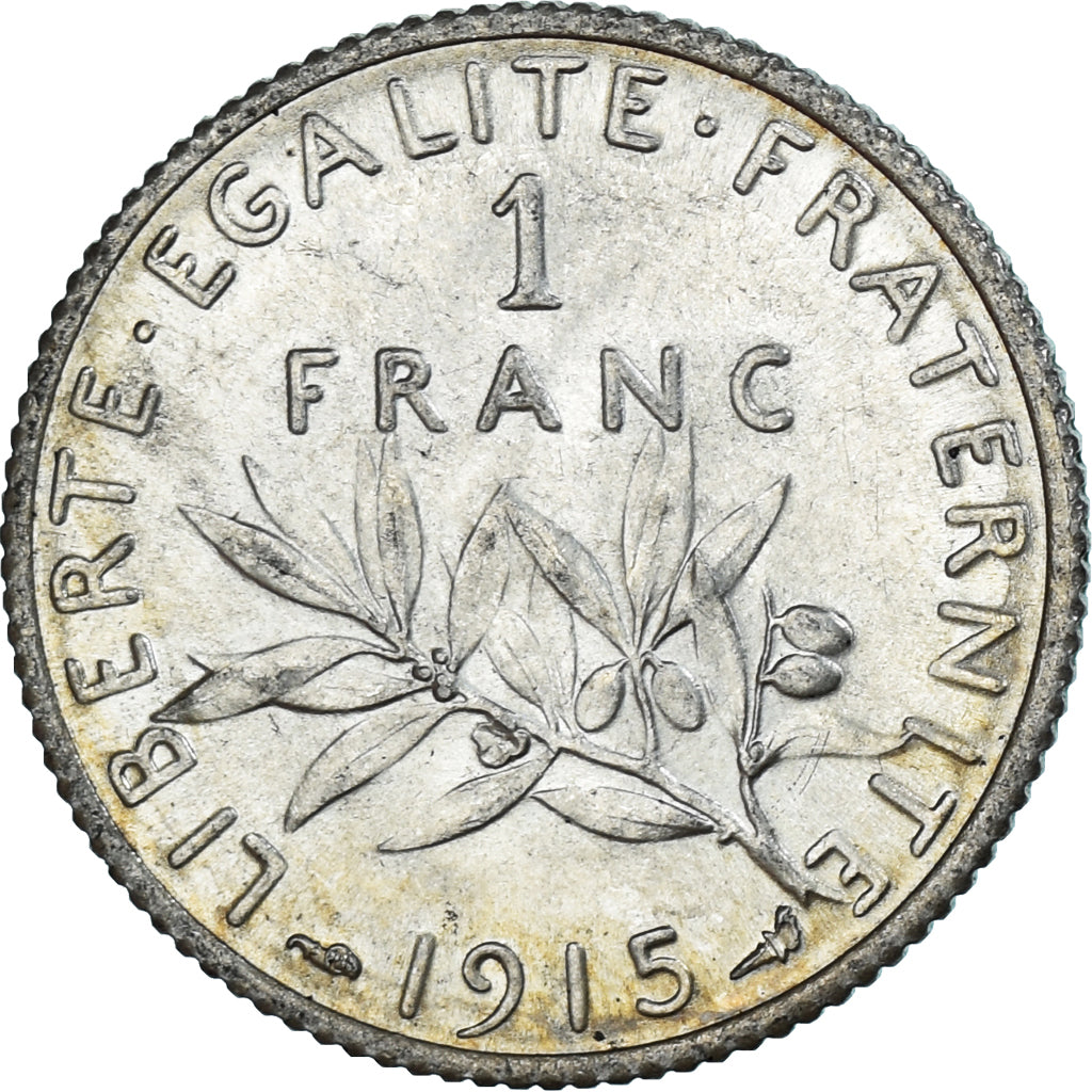 Coin, France, Semeuse, Franc, 1915, Paris, MS(63), Silver, KM:844.1, Gadoury:467