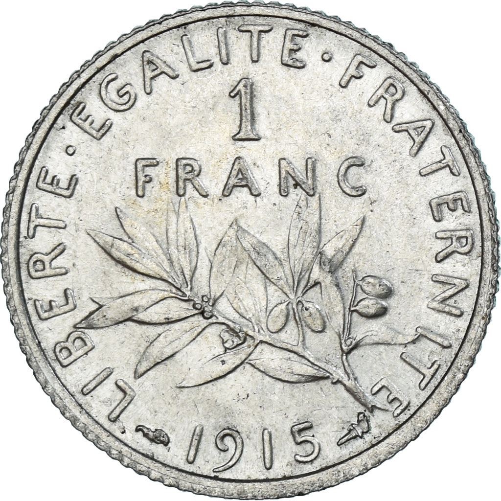 Moneta, Francja, Semeuse, Franc, 1915, Paris, MS(63), Srebro, KM:844.1