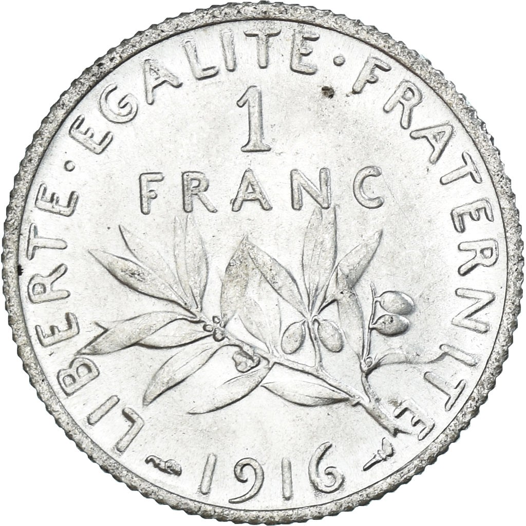 Coin, France, Semeuse, Franc, 1916, Paris, MS(65-70), Silver, KM:844.1