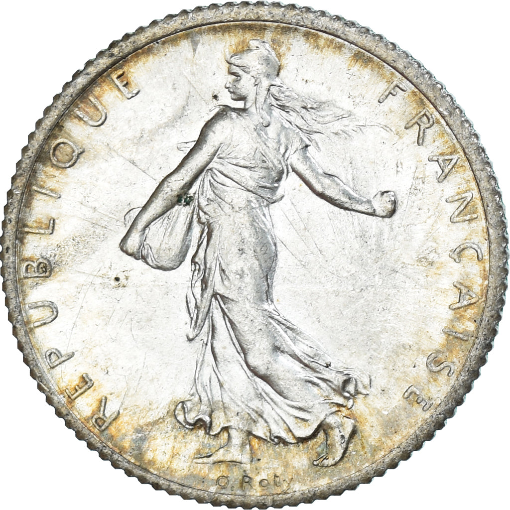 Moneta, Francja, Semeuse, Franc, 1917, Paris, MS(63), Srebro, KM:844.1