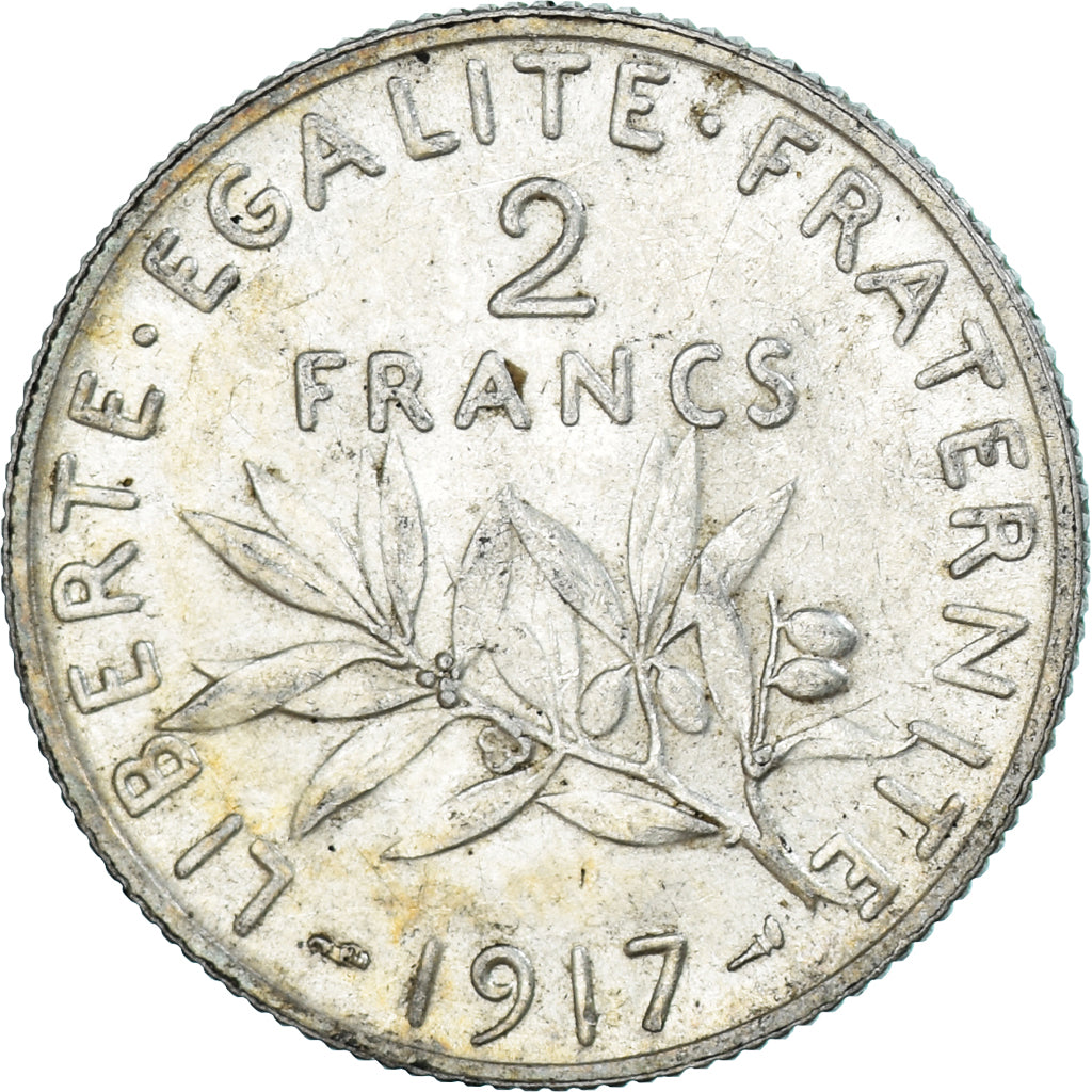 Coin, France, Semeuse, 2 Francs, 1917, Paris, MS(63), Silver, KM:845.1