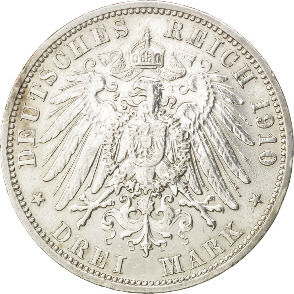 Coin, German States, PRUSSIA, Wilhelm II, 3 Mark, 1910, Berlin, EF(40-45)